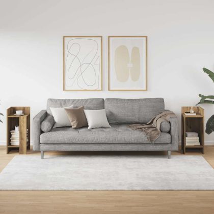 Странични маси с рафт, 2 бр, дъб артизан, 25,5x27x60 см