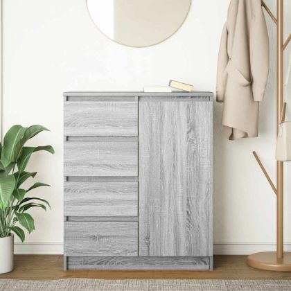 Бюфет с чекмеджета, сив сонома, 71x35x84 см, инженерно дърво