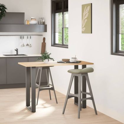 Крака за бар маса, U-образни, 2 бр., антрацит, 50x(90-91) см, стомана