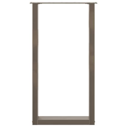 Крака за бар маса, U-образни, 2 бр., естествена стомана, 50 x (90-91) см, стомана