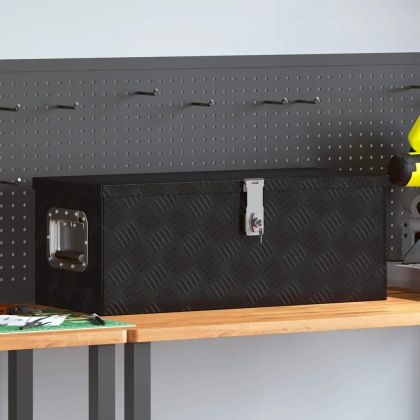 Кутия за съхранение, черна, 70x31x27 см, алуминий