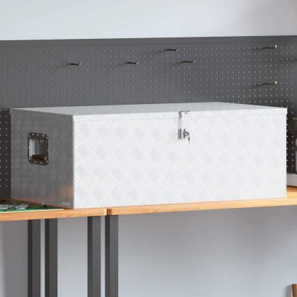 Кутия за съхранение, сребриста, 100x55x37 см, алуминий