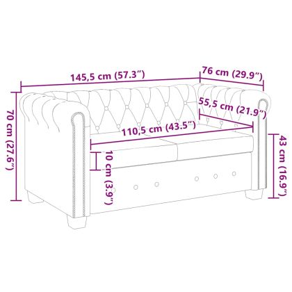 Честърфийлд 2-местен диван изкуствена кожа кафяв
