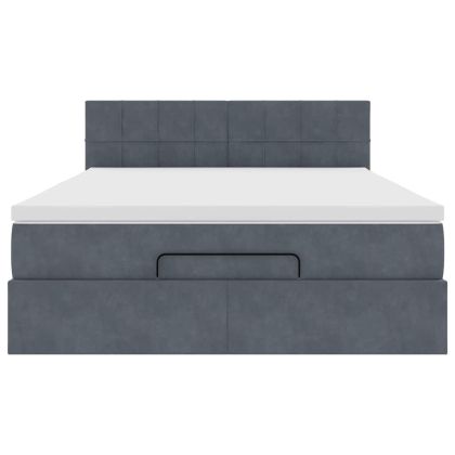 Османска легло с матрак и LED, тъмносиво, 140x190 см, кадифе