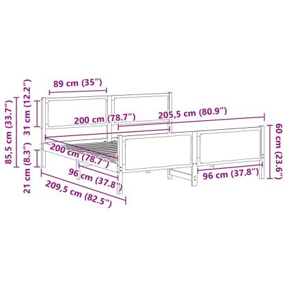 Рамка за легло с таблото Черно 200 x 200 cm текстил