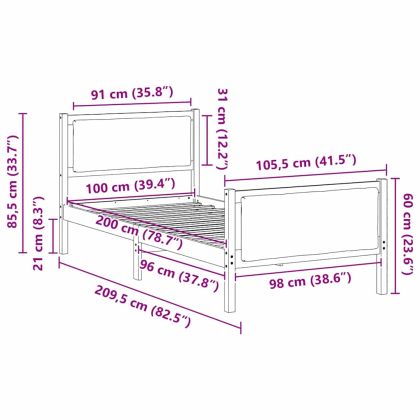 Рамка за легло с таблото Черно 100 x 200 cm текстил