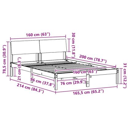 Рамка на леглото с таблото кафяво и тъмносиво 160 x 200 cm