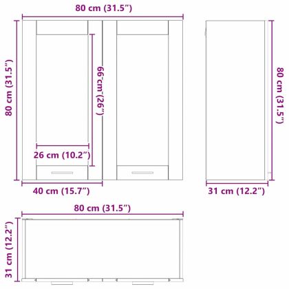 Висящ шкаф със съхранение Бяло 80 x 31 x 80 см Инженерно дърво