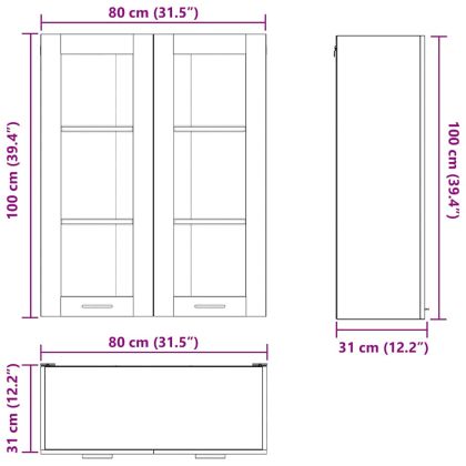 Висящ шкаф Циментено сиво 80 x 31 x 100 см Инженерно дърво