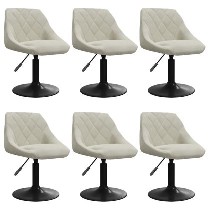 Въртящи се трапезни столове, 6 бр, кремави, кадифе