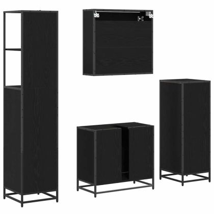 Комплект мебели за баня с рафт 4 pcs Черния дъб Инженерно дърво