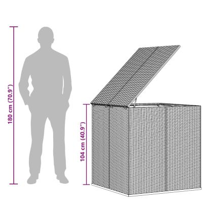 Кутия за градински възглавници PE ратан 100x97,5x104 см сива