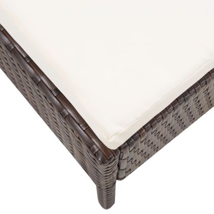 Градински комплект с възглавници, 5 части, кафяв полиратан