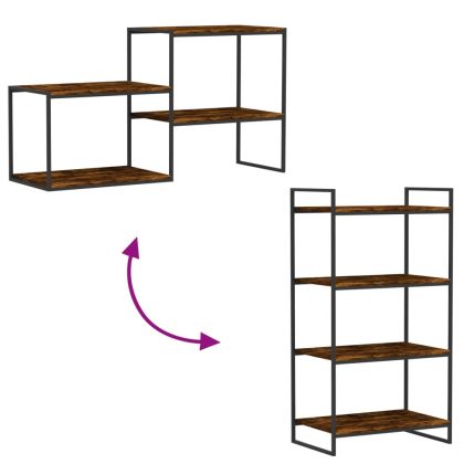 Стенни рафтове 4 бр опушен дъб 60x40x1,5 см инженерно дърво