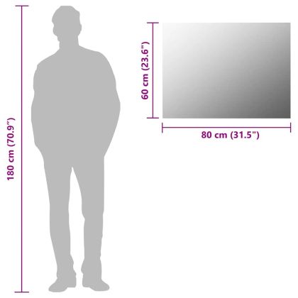 Безрамково огледало, 80x60 см, стъкло
