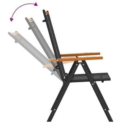 Градински трапезен комплект, 7 части, черно и кафяво, алуминий