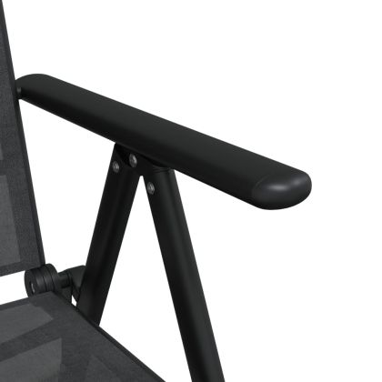 Градински трапезен комплект, 7 части, черен, алуминий