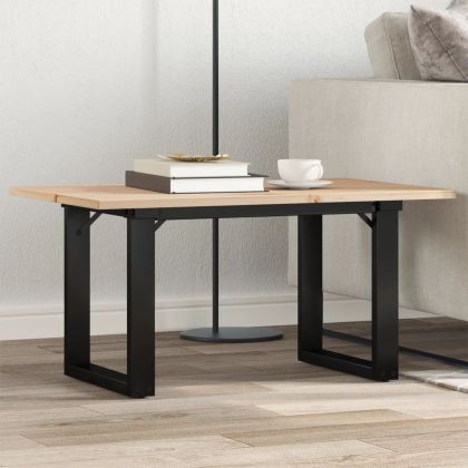 Кафе маса О-образна рамка 80x50x40 см бор масив и стомана