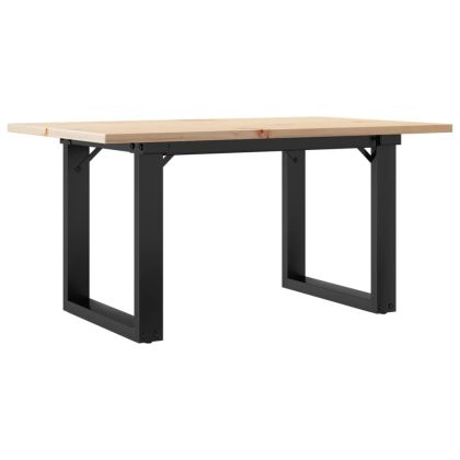 Кафе маса О-образна рамка 80x50x40 см бор масив и стомана