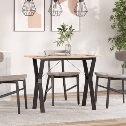 Трапезна маса Y-образна рамка 100x50x75 см бор масив и стомана