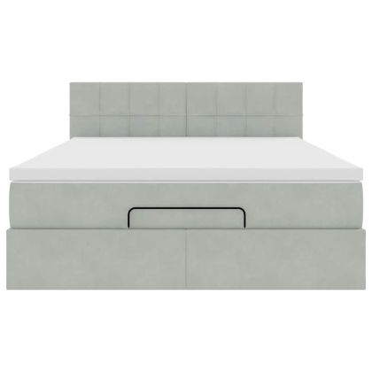 Османска легло с матрак и LED, светлосиво, 140x190 см, кадифе