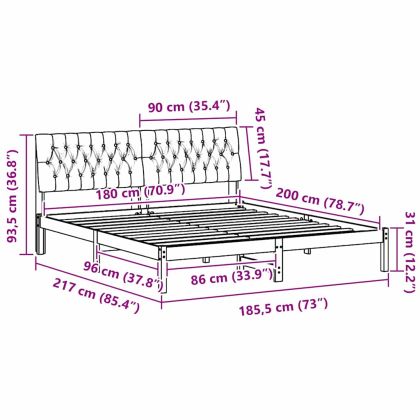 Леглова рамка с тапицирана гръбна част Кафяво 180 x 200 cm