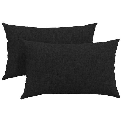 Диван възглавници 2 pcs Черно 50 x 30 cm текстил