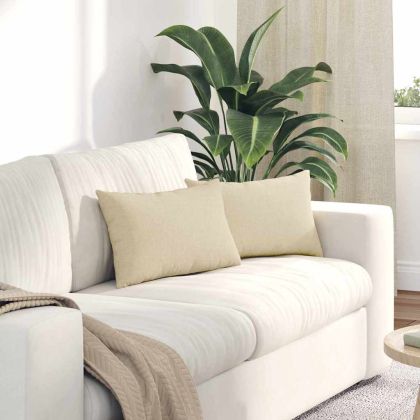Диван възглавници 2 pcs Крем 50 x 30 cm текстил