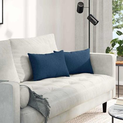 Диван възглавници 2 pcs Синьо 50 x 30 cm текстил