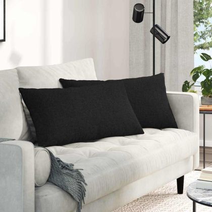 Диван възглавници 2 pcs Черно 80 x 40 cm текстил