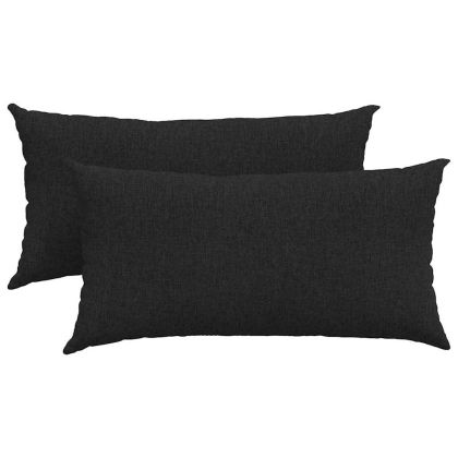 Диван възглавници 2 pcs Черно 80 x 40 cm текстил