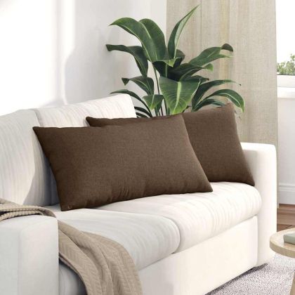 Диван възглавници 2 pcs Кафяво 80 x 40 cm текстил