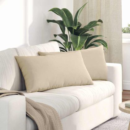 Диван възглавници 2 pcs Крем 80 x 40 cm текстил