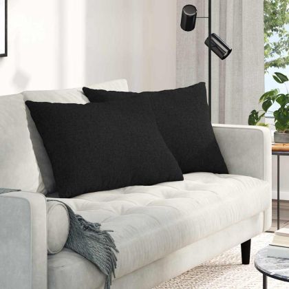 Диван възглавници 2 pcs Черно 70 x 50 cm текстил