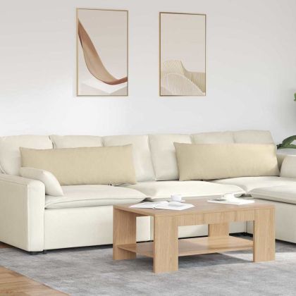 Диван възглавници 2 pcs Крем 120 x 40 cm текстил