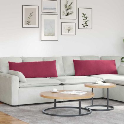 Диван възглавници 2 pcs Виненочервен 120 x 40 cm