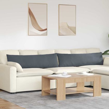 Диван възглавници 2 pcs Тъмен сив 145 x 40 см Кордюрова тъкан