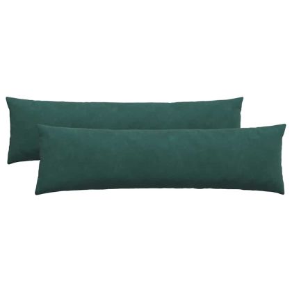 Диван възглавници 2 pcs Тъмен зелен 145 x 40 см Кордюрова тъкан