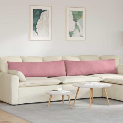Диван възглавници 2 pcs Розово 145 x 40 см Кордюрова тъкан