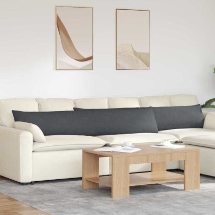 Диван възглавници 2 pcs Тъмен сив 200 x 40 см Кордюрова тъкан