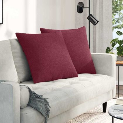 Диван възглавници 2 pcs Виненочервен 60 x 60 cm текстил
