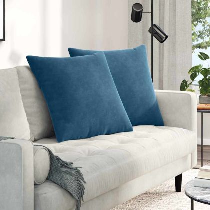 Диван възглавници 2 pcs Синьо 60 x 60 cm Кордюрова тъкан
