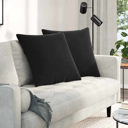 Диван възглавници 2 pcs Черно 60 x 60 cm Кордюрова тъкан