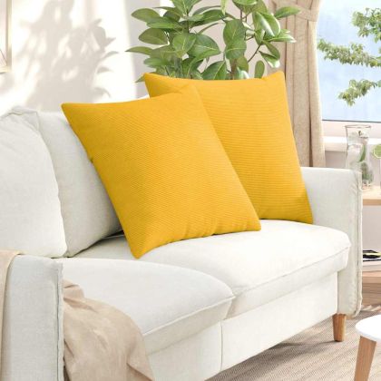 Диван възглавници 2 pcs Светло жълто 60 x 60 cm Кордюрова тъкан