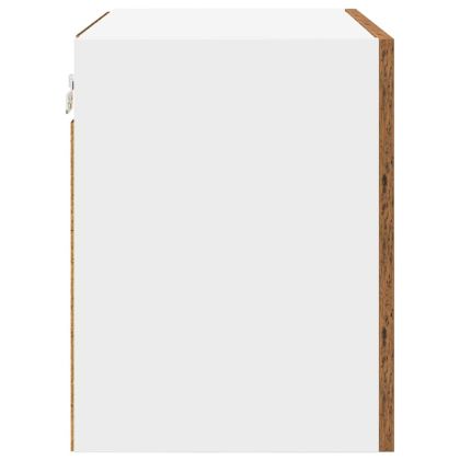 Висящ шкаф с врата Стара дървесина и бяло 50 x 31 x 40 см