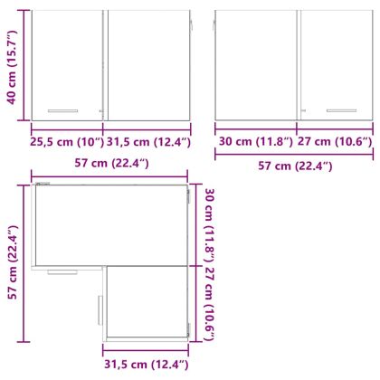 Висящ шкаф със съхранение Бяло 57 x 57 x 40 см Инженерно дърво
