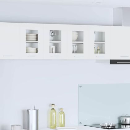 Висящ шкаф 2 бр. Бяло Инженерна дървесина