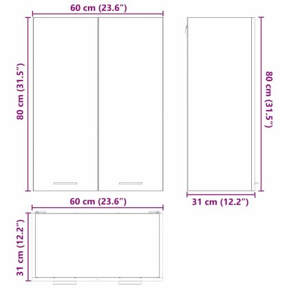 Висящ шкаф Циментено сиво 60 x 31 x 80 см Инженерно дърво