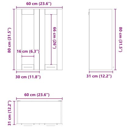 Висящ шкаф с врата Сонома дъб 60 x 31 x 80 см Инженерно дърво