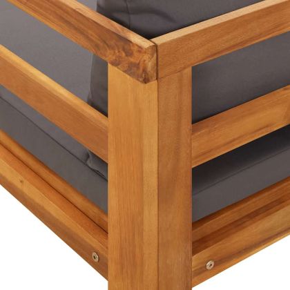 Шезлонг с 1 подлакътник, тъмносив, акациево дърво масив